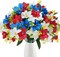 Patriotic Artificial Flowers – 6 Bundles Red, White & Blue Silk Lily Bouquets for Memorial Day, Home, Porch, Cemetery & Outdoor Decoration
